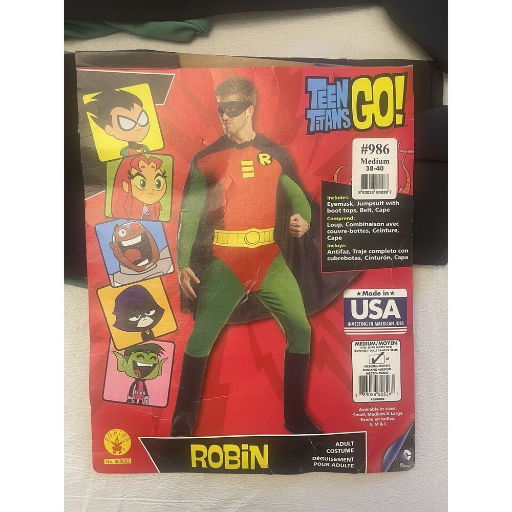 Teen Titans Go! DC Robin Adult Costume  # 986 Sz Med Fits 38-40 Jacket  2015 USA